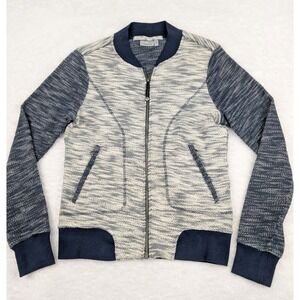 Athleta Full Zip Jacket Women's Size M Gray /Blue Cotton Light Weight